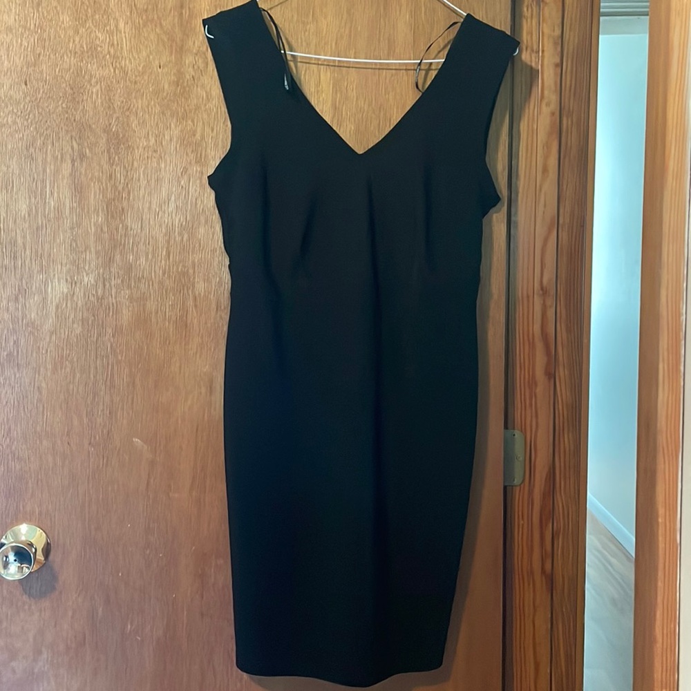 Black V-neck bodycon dress